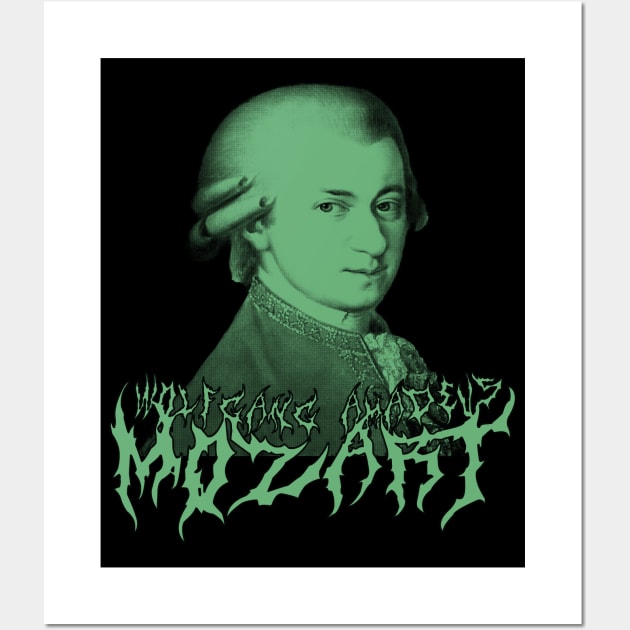 MOZART METAL - Wolfgang Amadeus Mozart Classical Composer (green) Wall Art by blueversion